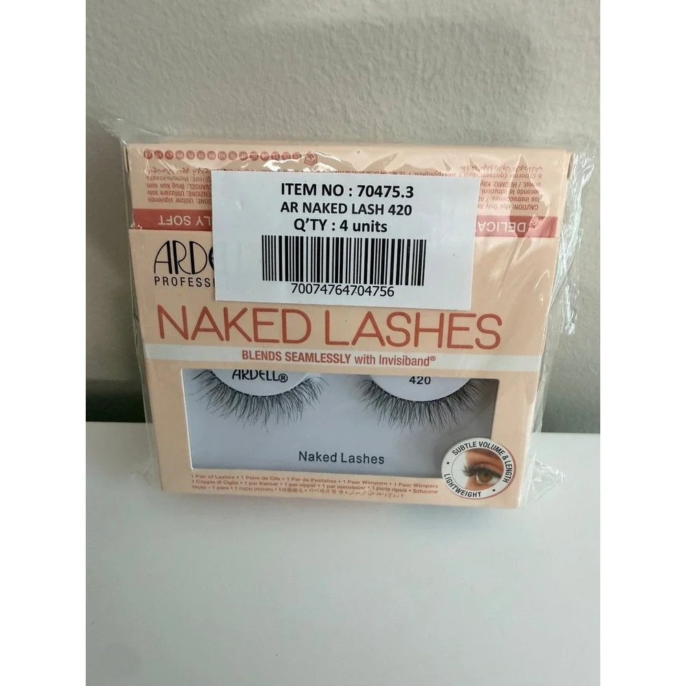 Ardell Naked Lashes 420 Womens 4 Pack Black Natural Volume Invisiband NWT